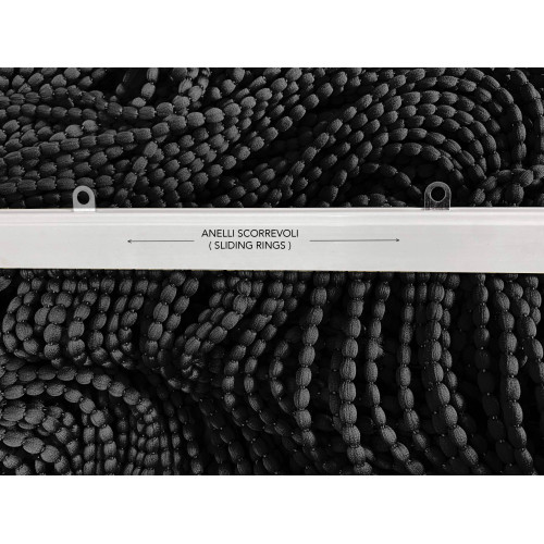 RIDEAU MOELLEUX MARIEL © AVEC PERLES en tissu doux Anti Bruit Insectes avec Fils NOIR