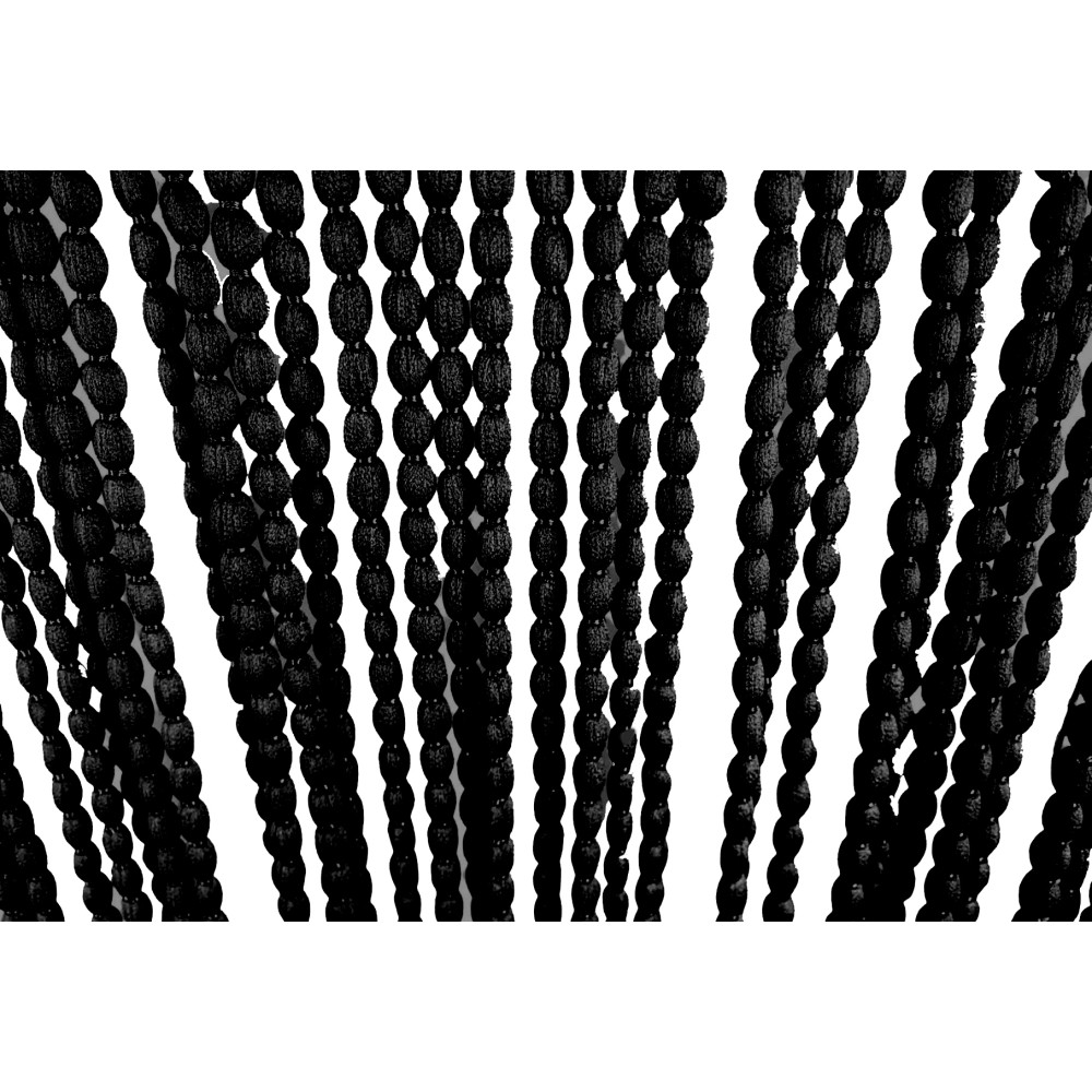 RIDEAU MOELLEUX MARIEL © AVEC PERLES en tissu doux Anti Bruit Insectes avec Fils NOIR