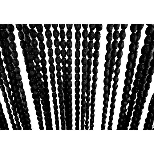 CORTINA DE MARIEL © SUAVE con ABALORIOS en Tela Suave Anti Ruido Insectos con Hilos NEGRO