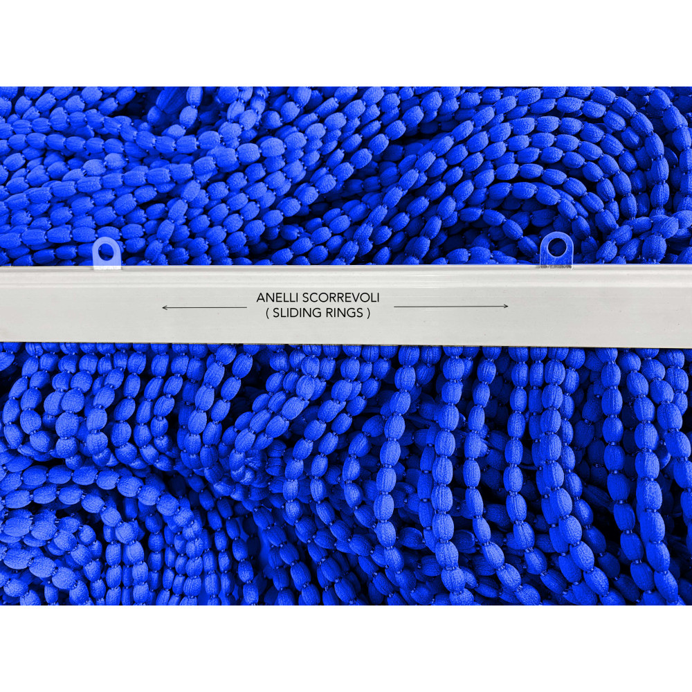 SOFT MARIEL © CURTAIN WITH BEADS in Soft Fabric Anti Noise Retardant Threads BLUE