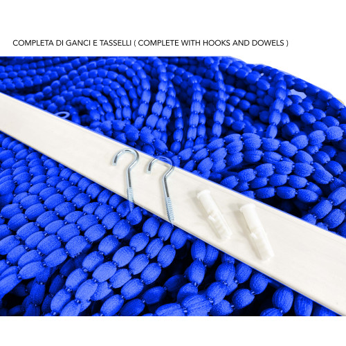 SOFT MARIEL © CURTAIN WITH BEADS in Soft Fabric Anti Noise Retardant Threads BLUE