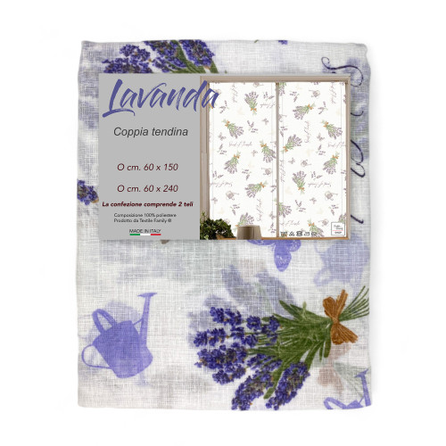 Coppia TENDINA a vetro LAVANDA larga cm. 60 da Finestra e da Porta