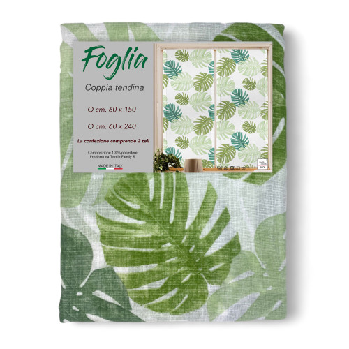 Par de cortinas de cristal GREEN LEAF cm. 60 de la ventana y la puerta