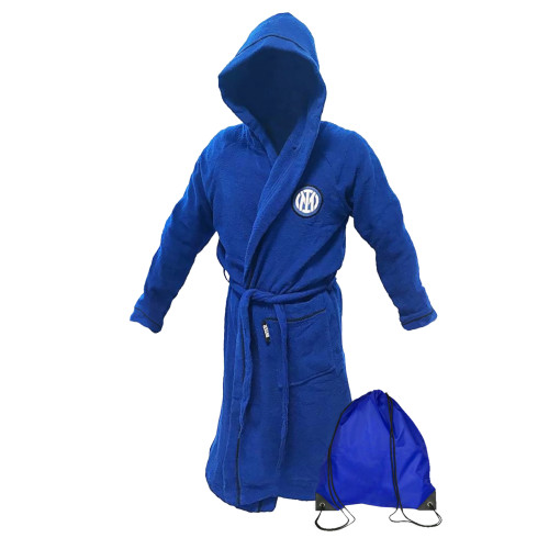 Albornoz infantil original F.C. INTER para NIÑOS en microesponja con mochila PISCINA