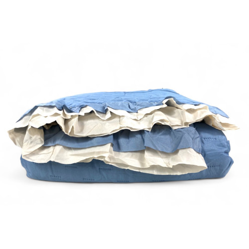 Quilted BEDSPREAD with Ruffles in Solid Double Colour Sugar/Cream