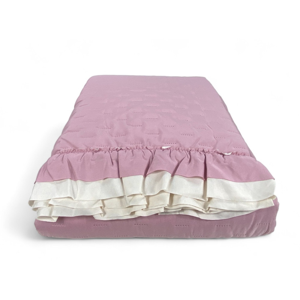 Gesteppte Tagesdecke mit Rüschen in Unifarbe Rosa/Creme