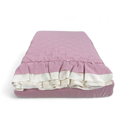 Couvre-lit matelassé avec volants en Lit Double assorti rose/crème
