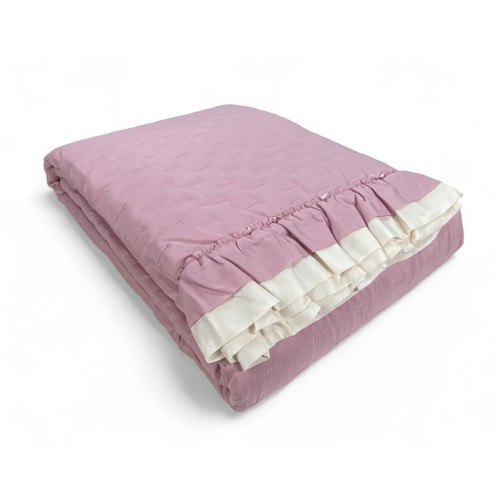 Couvre-lit matelassé avec volants en Lit Double assorti rose/crème