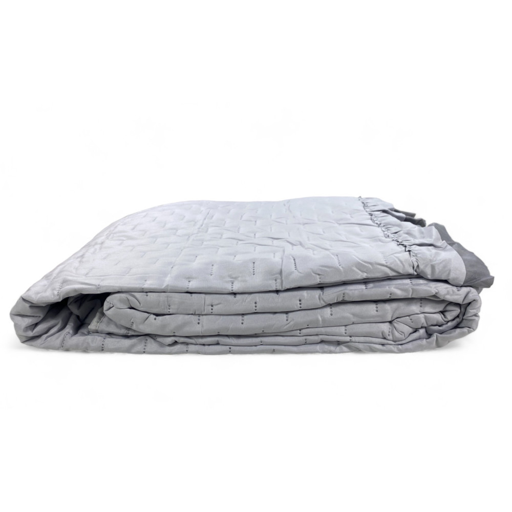 Quilted bedspread with ruffles in solid color Double Grey/Anthracite