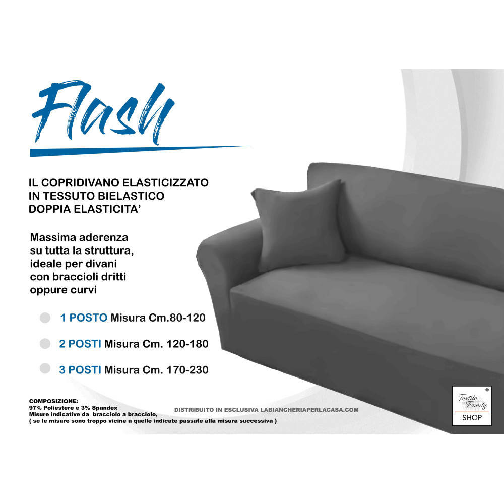 Copridivano FLASH GRIGIO elasticizzato ad alta Vestibilità