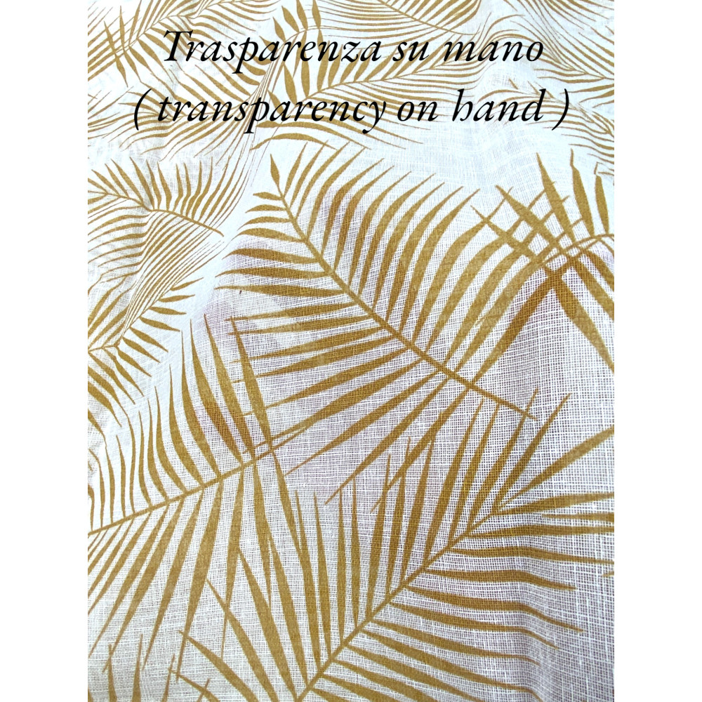 Coppia TENDINA a vetro FOGLIA STYLE OCRA larga cm. 60 da Finestra e da Porta