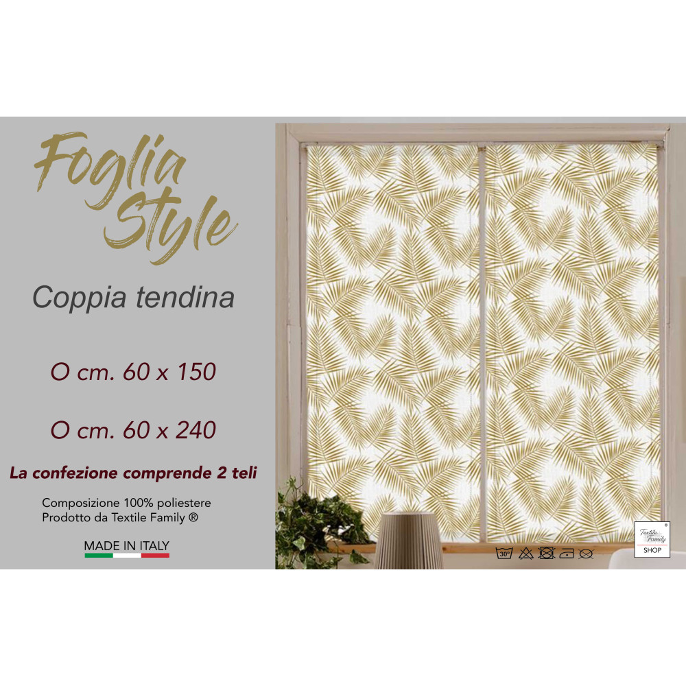 Paar GLASVORHÄNGE OCKERSTIL breit cm. 60 von Fenster und Tür