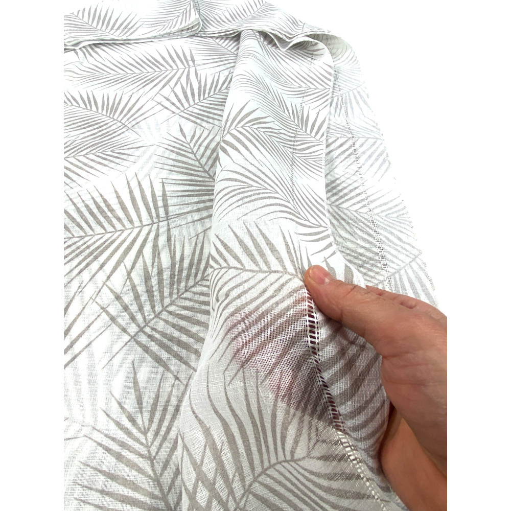 Par de cortinas de cristal FOGLIA STYLE BEIGE cm. 60 de la ventana y la puerta