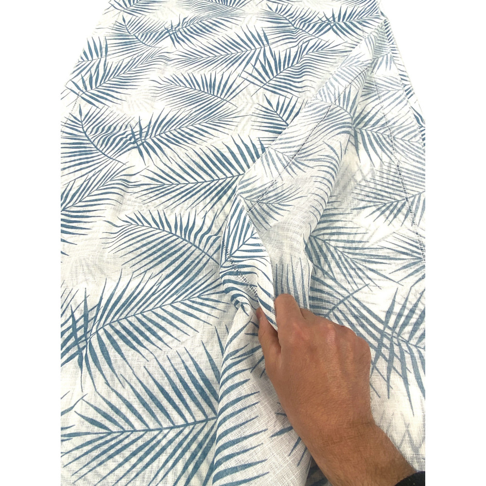 Paire de rideaux en verre FOGLIA STYLE BLU large cm. 60 de la fenêtre et de la porte