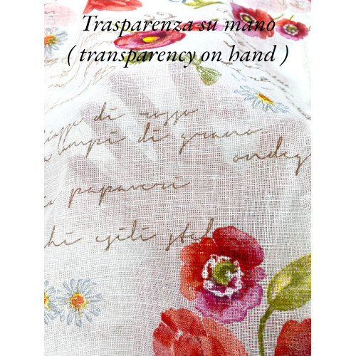 Coppia TENDINA a vetro PAPAVERI larga cm. 60 da Finestra e da Porta