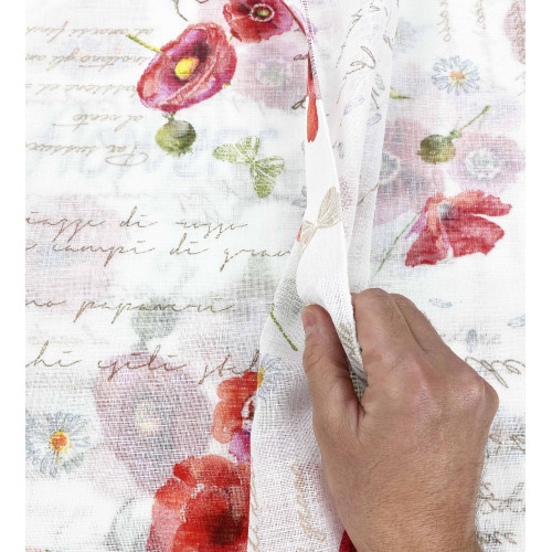 Par de cortinas de cristal AMAPOLAS de cm de ancho. 60 de la ventana y la puerta