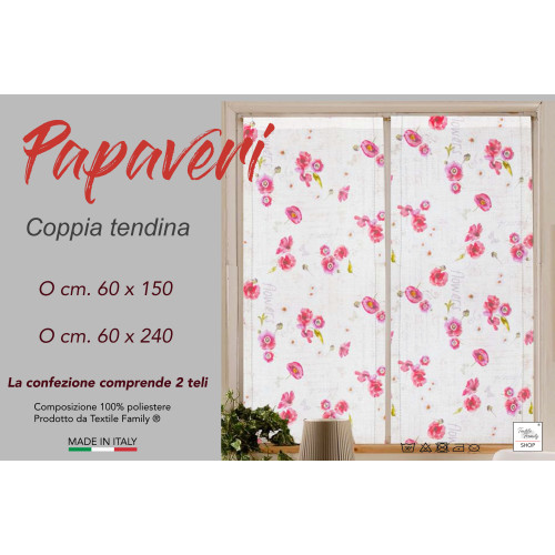 Pair of POPPIES glass curtain cm wide. 60 from Window and Door