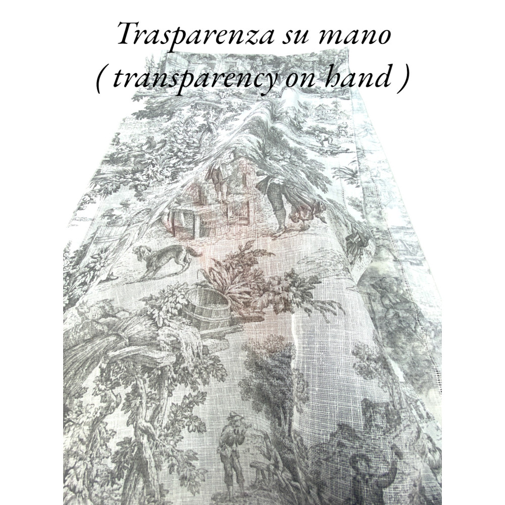 Paar TOILES DE JOUY Glasvorhänge Grau cm. 60 von Fenster und Tür