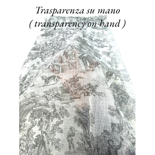 Paar TOILES DE JOUY Glasvorhänge Grau cm. 60 von Fenster und Tür