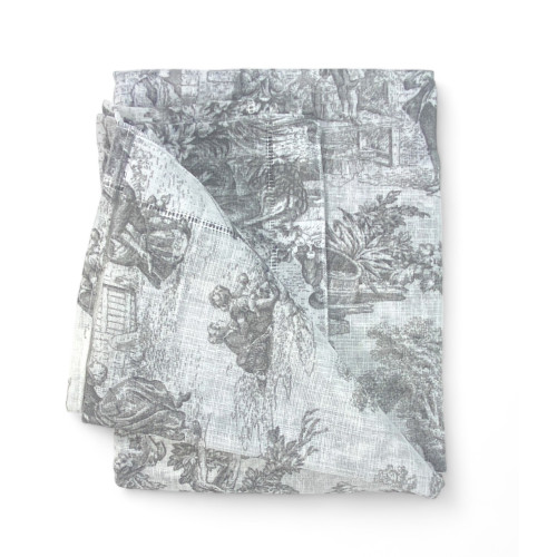 Coppia TENDINA a vetro TOILES DE JOUY Grigio larga cm. 60 da Finestra e da Porta