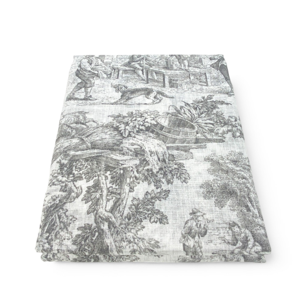 Paire de rideaux de verre TOILES DE JOUY Gris large cm. 60 de la fenêtre et de la porte