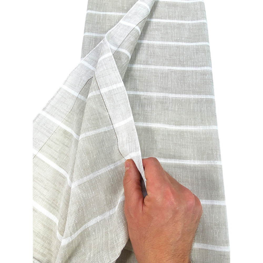 PAIR OF MODERN GLASS curtain 45 or 60 or 85 wide STRIPES Beige