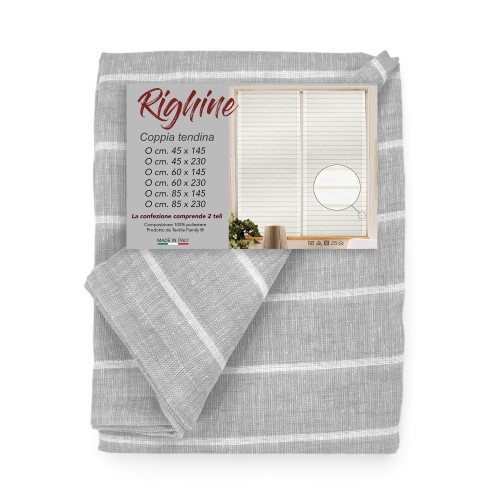 COPPIA tendina VETRO MODERNA larga 45 o 60 o 85 RIGHINE Grigio
