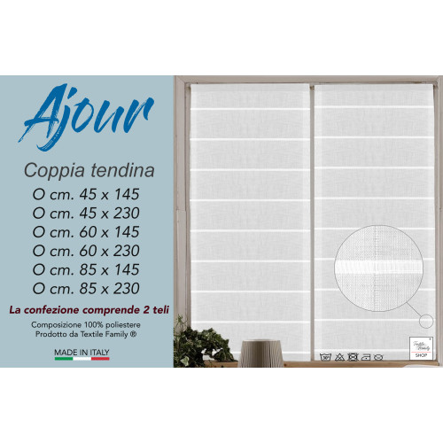 PAIR OF MODERN GLASS CURTAIN 45 or 60 or 85 wide Ajour White