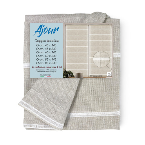 PAIRE de rideaux en VERRE MODERNE 45 ou 60 ou 85 de large Ajour Beige