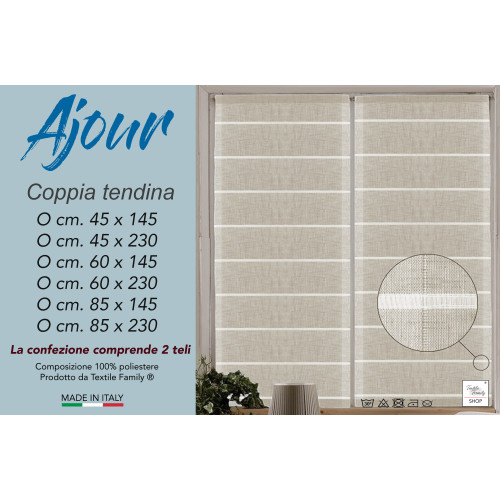 PAR DE CORTINAS DE VIDRIO MODERNO de 45 o 60 u 85 de ancho Ajour Beige