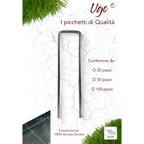 UGO Multipurpose Garden Pegs in Galvanized Steel U-Shape for Synthetic Lawn and Mulch Tarpaulin