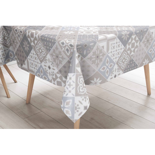 TABLECLOTH FILE © in water-repellent plastic-coated waxed canvas in PVC MAJOLICA Sand Made in Italy
