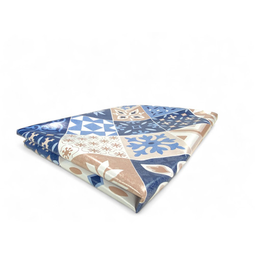 NAPPE LIMA © en TISSU TISSU laminé LAVABLE PVC hydrofuge MAJOLICA Bleu Fabriqué en Italie
