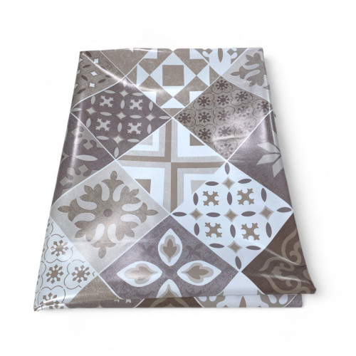 TABLECLOTH FILE © in water-repellent plastic-coated waxed canvas in PVC MAJOLICA Sand Made in Italy