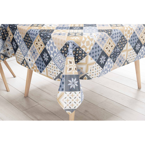 NAPPE LIMA © en TISSU TISSU laminé LAVABLE PVC hydrofuge MAJOLICA Bleu Fabriqué en Italie