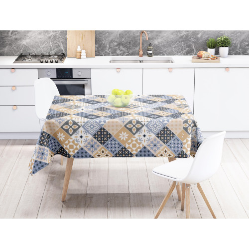 TOVAGLIA LIMA © in TELA CERATA plastificata LAVABILE idrorepellente in PVC MAIOLICHE Azzurre Made in Italy