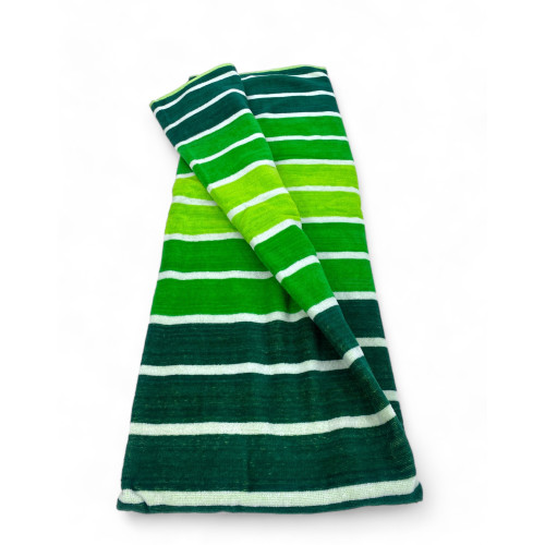 TOALLA DE PLAYA en rizo de puro algodón MULTISTRIPE Verde talla grande cm. 90 X 165 y mochila de playa