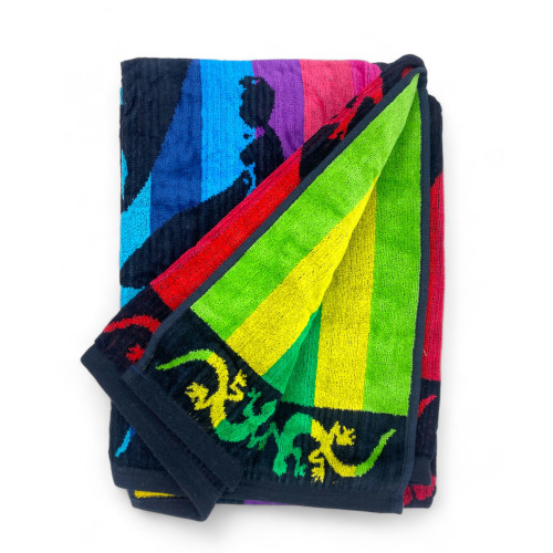 BEACH TOWEL in pure cotton terry Jeko Surf size large cm. 90 X 165 and beach backpack