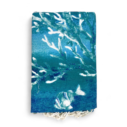 BEACH TOWEL fouta CORALS Seedlings SIZE Large CM.100X200 with backpack Beach KEEP CALM