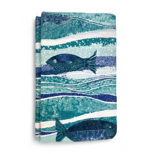 TELO MARE fouta Pesci Blu Grande CM.100X200 con zaino Spiaggia KEEP CALM