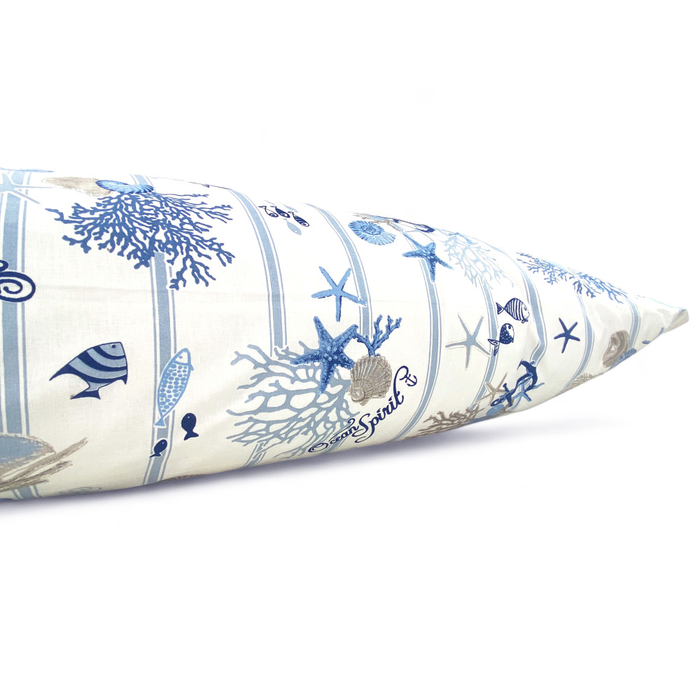 SET MARE Marino Sheets CORALS light blue striped bottom in pure cotton