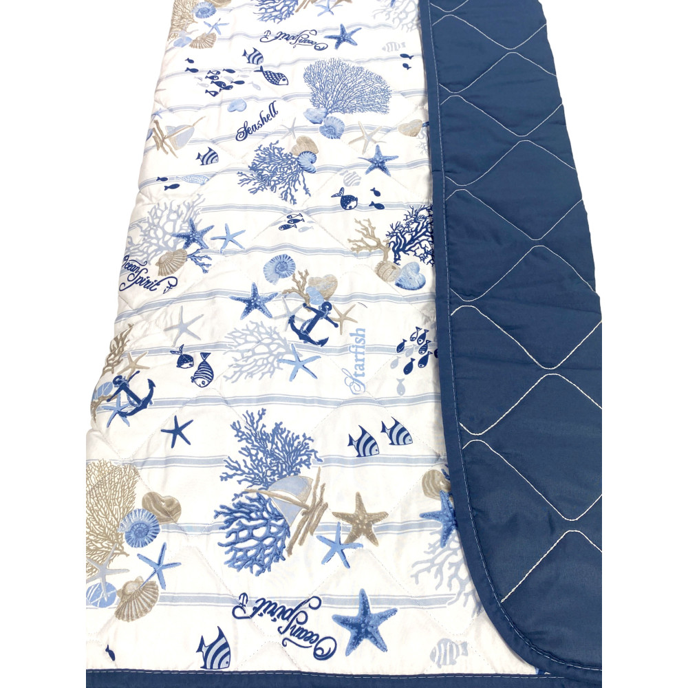 COLCHA ACOLCHADA CON LAZO DE MAR Corales y conchas con suela a rayas Made in Italy