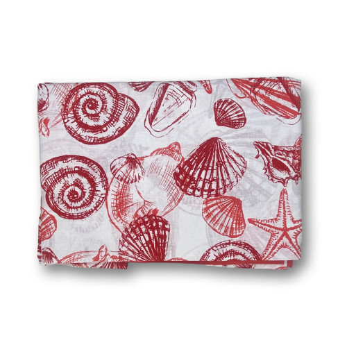 2-square, red shell patterned double bed sheets set in pure cotton