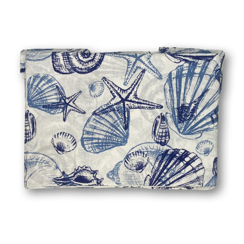 2-square, blue shell pattern double bed sheets set in Pure Cotton