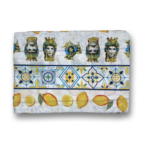 2-square, Sicilian patterned double sheet set in Pure Cotton