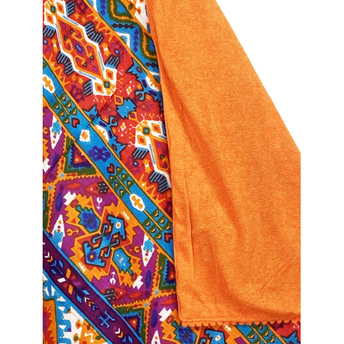Serviette de plage double KIKOY en coton et éponge avec sac à dos KEEP – India Orange Pattern