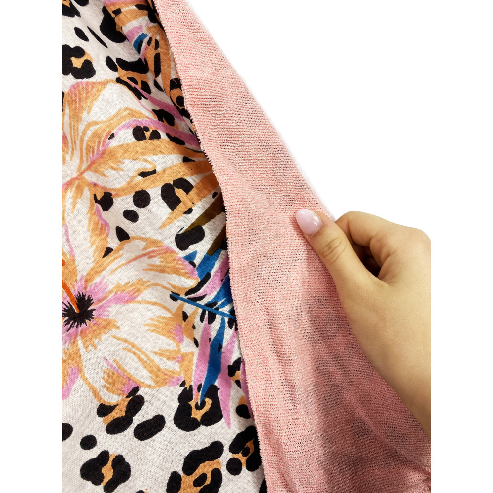 Toalla de playa doble KIKOY en algodón y rizo con mochila KEEP – Estampado de manchas salmón