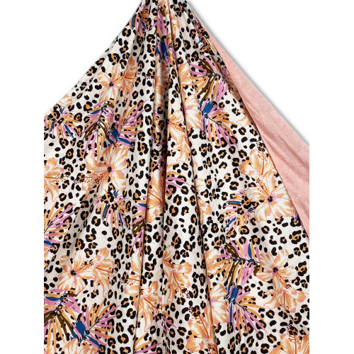 KIKOY double beach towel in cotton and terry cloth with backpack KEEP – Salmon Spotted Pattern