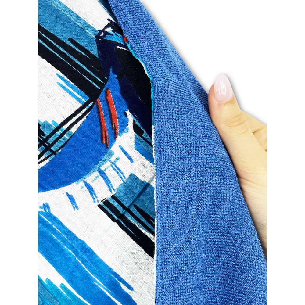 Serviette de plage double KIKOY en coton et éponge avec sac à dos KEEP – Motif Voile Bleu