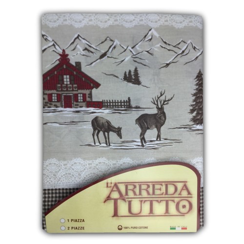 TELO ARREDO COPRITUTTO Gran FOULARD Copriletto COPRIDIVANO  TESSUTO Tirolese MONTAGNA ROSSO